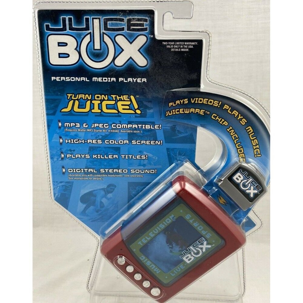 Juice Box Mattel 2004 MP3 &amp; JPEG Music TV Sports Live Action 3 Inch Screen N